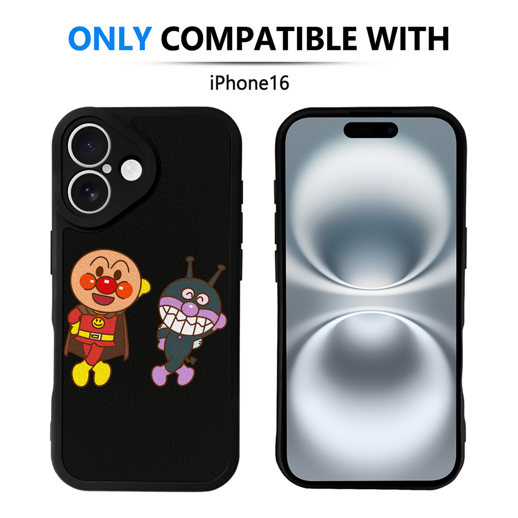 （画像用） アンパンマン Anpanman 【iPhone 16シリーズ対応】シリコンスマホケース（レザー調） 材質：シリコン